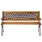 Outdoor Classical Wooden Slated Park Bench, Steel frame Seating Bench for Yard, Patio, Garden, Balcony, and Deck